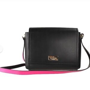 Kate Spade Black Crossbody Bag with Pink Strap